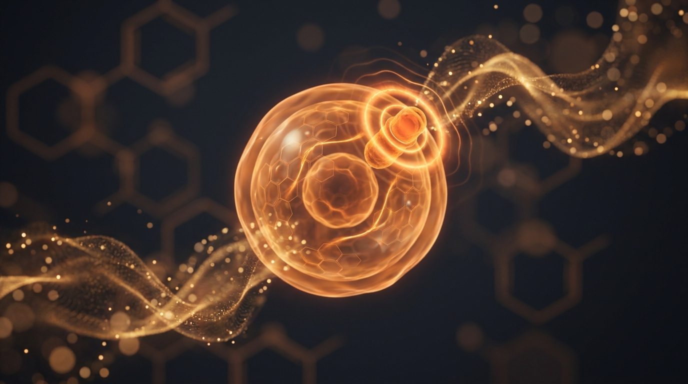 Conceptual visualization of cellular thermogenesis and a beta-3 adrenergic receptor activating